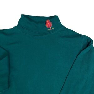 Womens Embroidered Long Sleeve‎ Turtleneck VTG Eagles Eye Sz-L Green Cottagecore